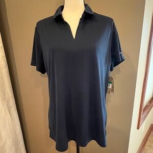 NWT Nike Women's Dri-fit Golf Legacy Polo Navy V-Neck, Size XL